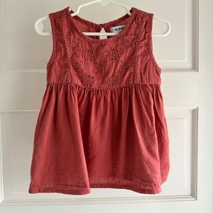 🔵 3 for $9 Old Navy Sz 4T Sleeveless Eyelet Blouse Top Terracotta Rust